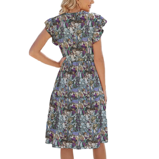 Enchanted Winter Journey - Women's Tiered Pocket Midi Dress