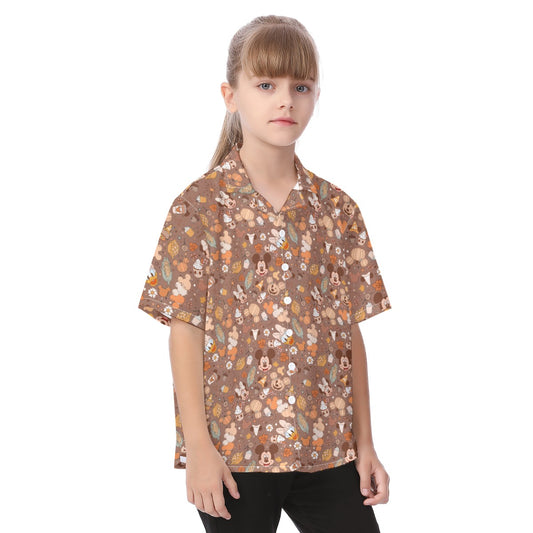 Pumpkin Spice Friends FallFall - Kid's Hawaiian Button Up Shirt