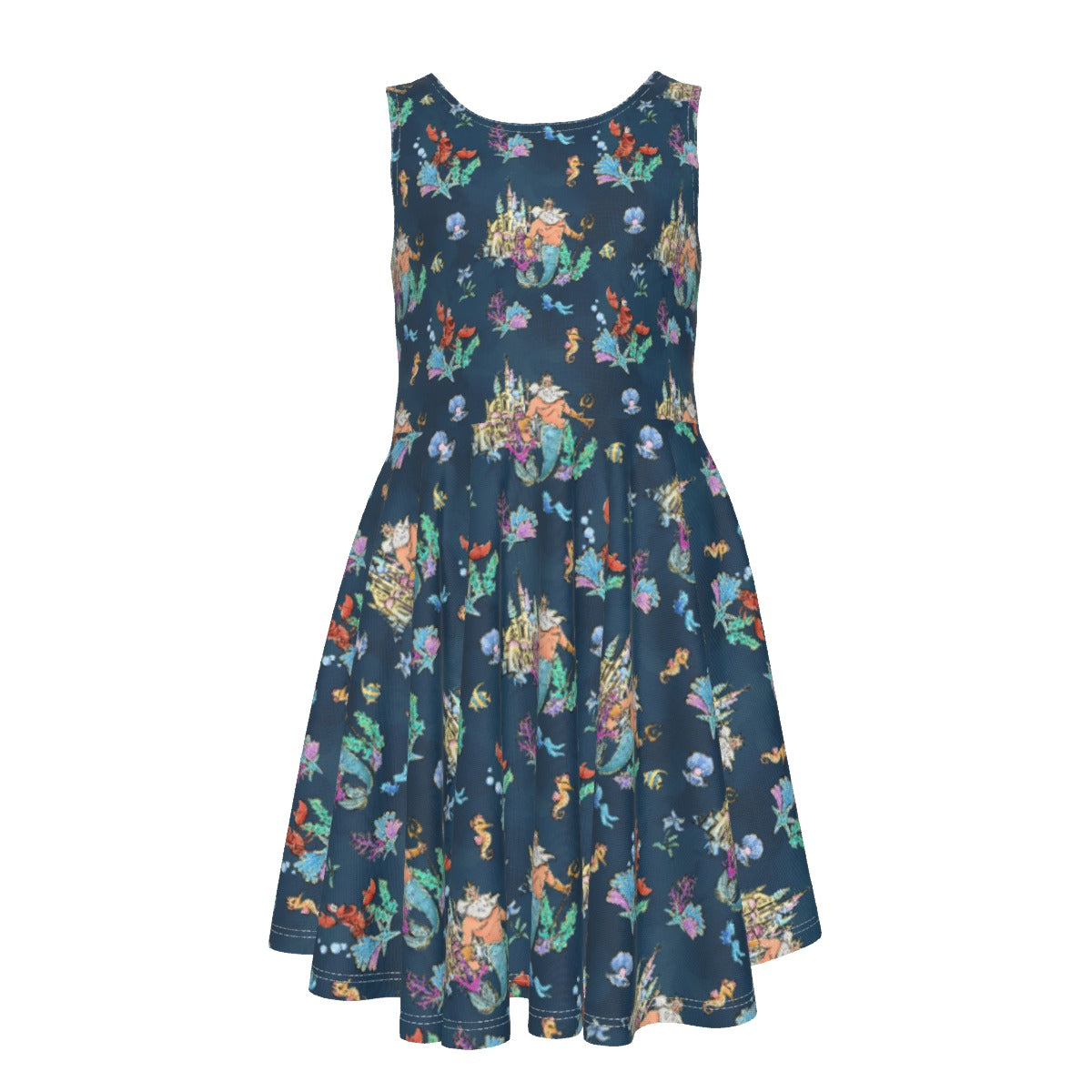 Whimsical Sea King and Crab - Kid's Sleeveless Skater Dress