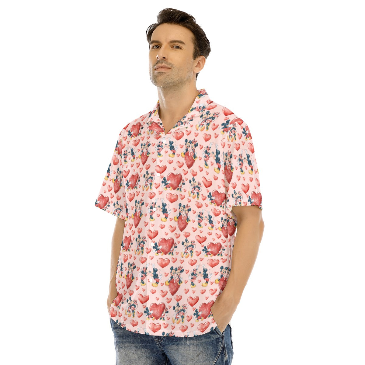 Valentine Mouse Couplennie - Men's Hawaiian Button Up Shirt