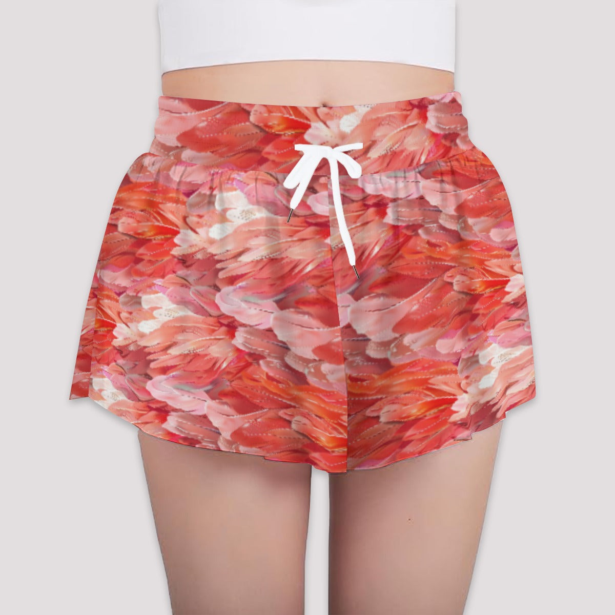Animal Print - Flamingo - Girls’ Flowy Pocket Shorts