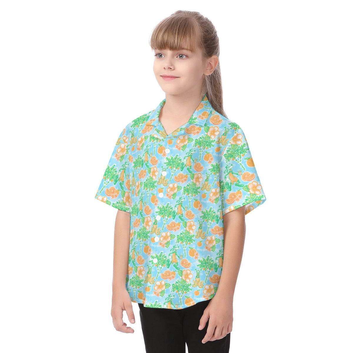 Neon Tangerine Island Palsluto - Kid's Hawaiian Button Up Shirt
