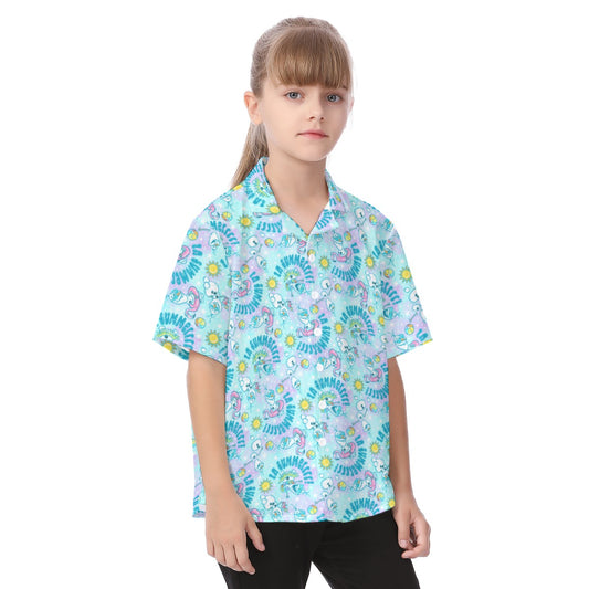 Sun-Kissed Snow Friend - Kid's Hawaiian Button Up Shirt