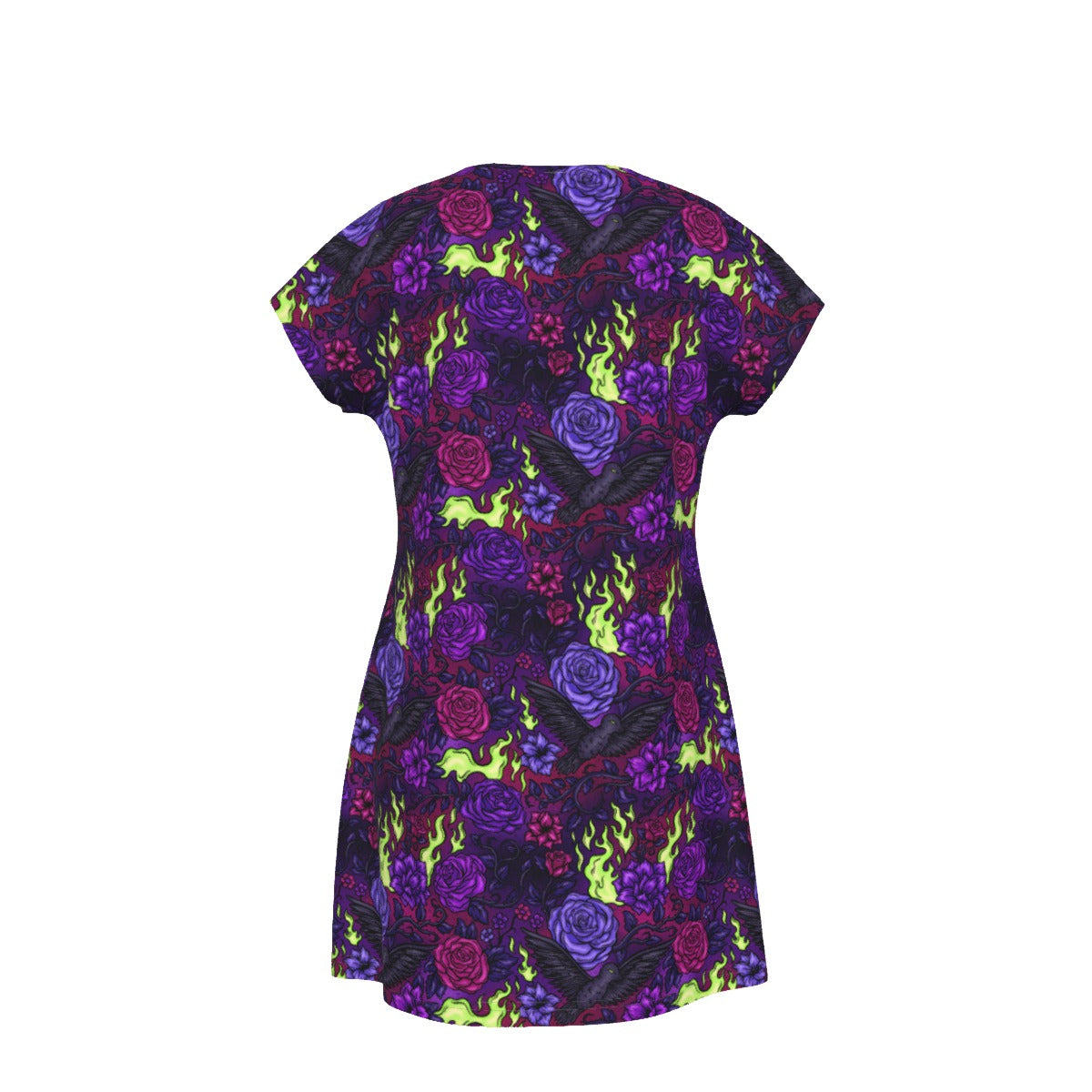 Fairytale Florals - Dark Enchantress - Women's T-Shirt Dress