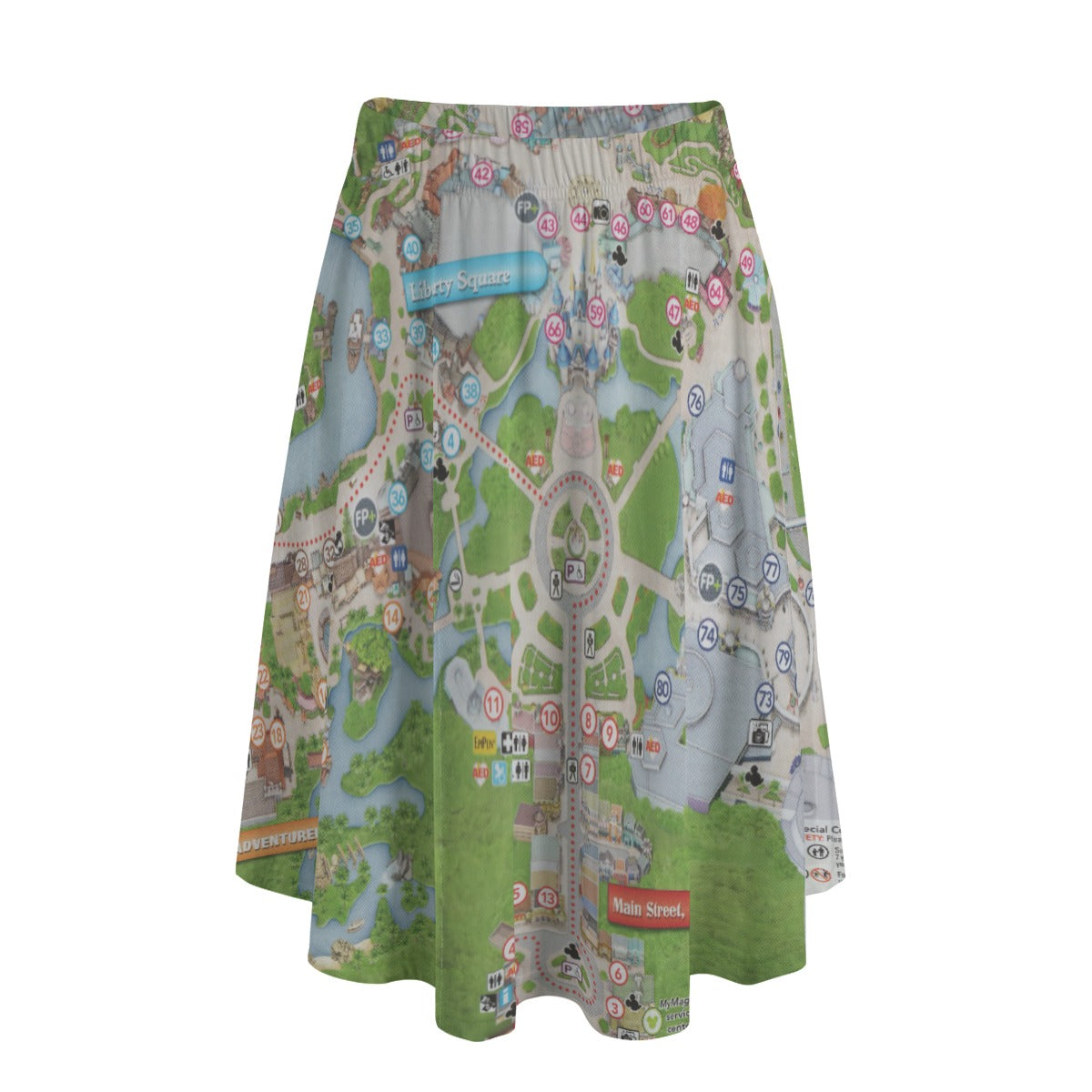 Vibrant Fantasy Park Map - Women’s Pocket Midi Skirt