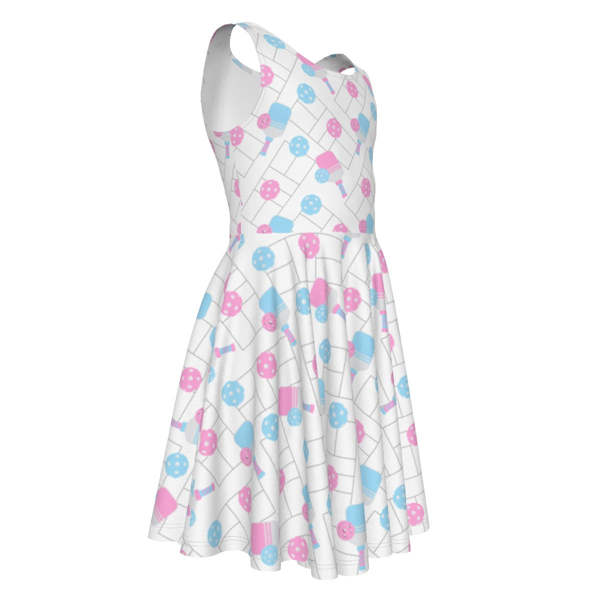 Pickleball Court Spin - Kid's Sleeveless Skater Dress