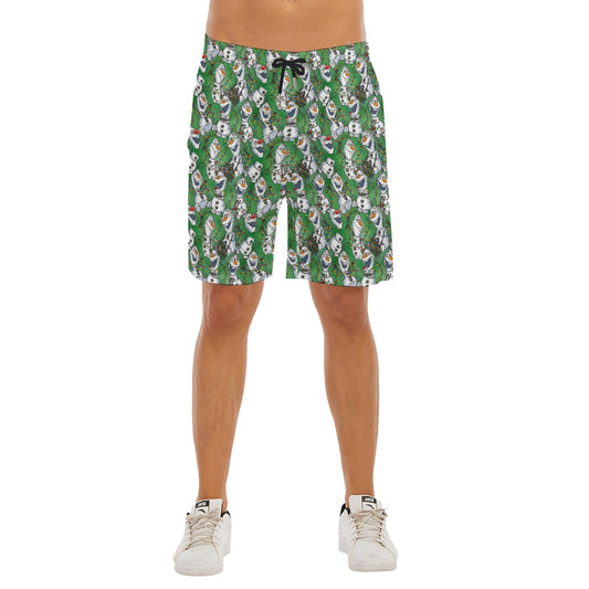 Sketched Snowman Christmas - Men’s Pocket Beach Shorts
