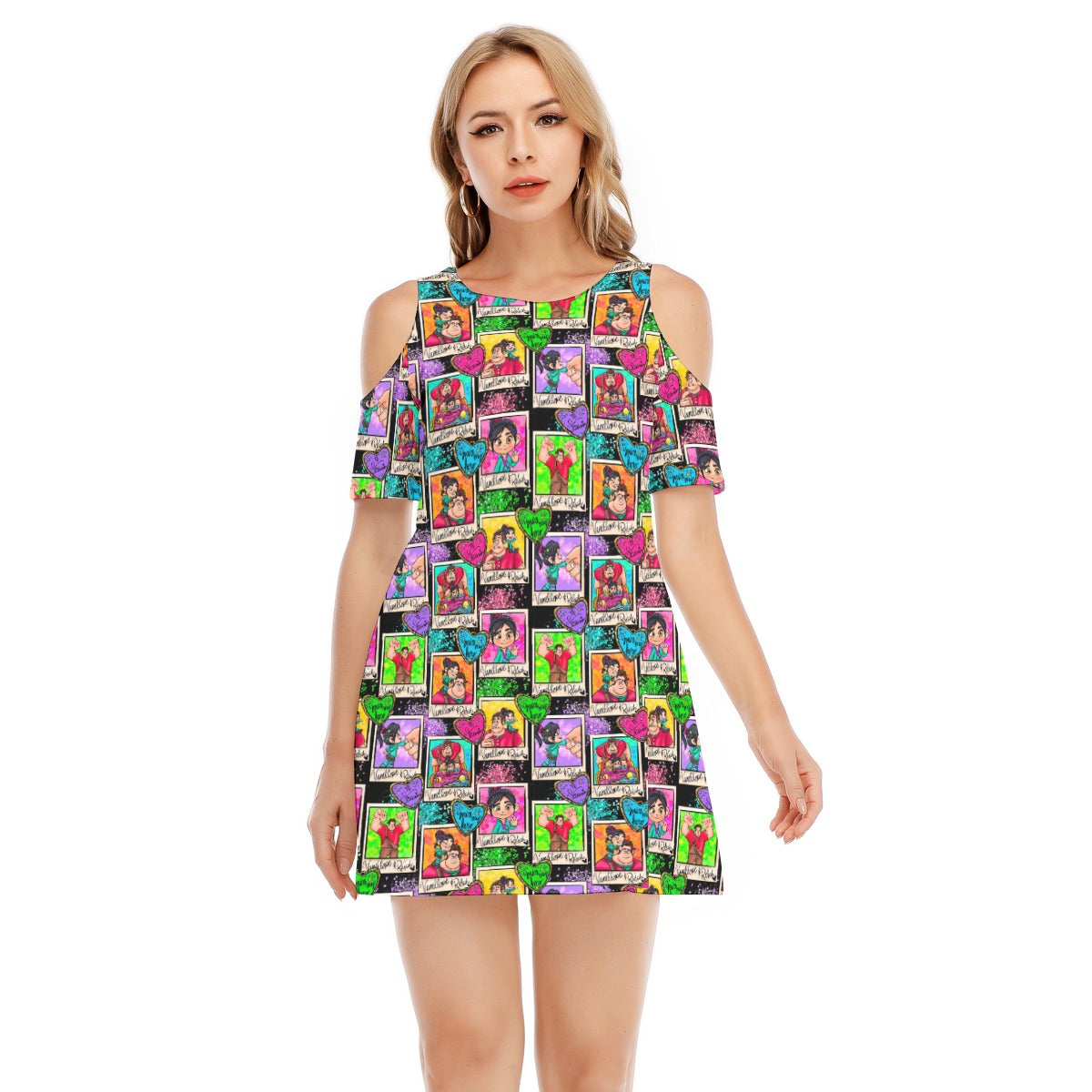 You're My Hero - Women's Cold Shoulder Cotton Dress
