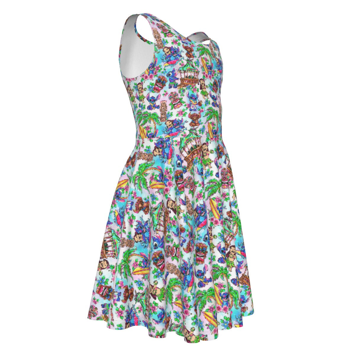 Bright Island Chaos Hand Drawn - Kid's Sleeveless Skater Dress