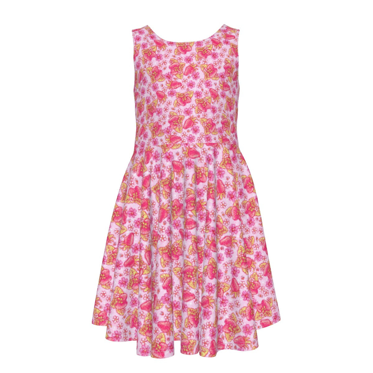 Summer Fruits - Strawberry - Kid's Sleeveless Skater Dress