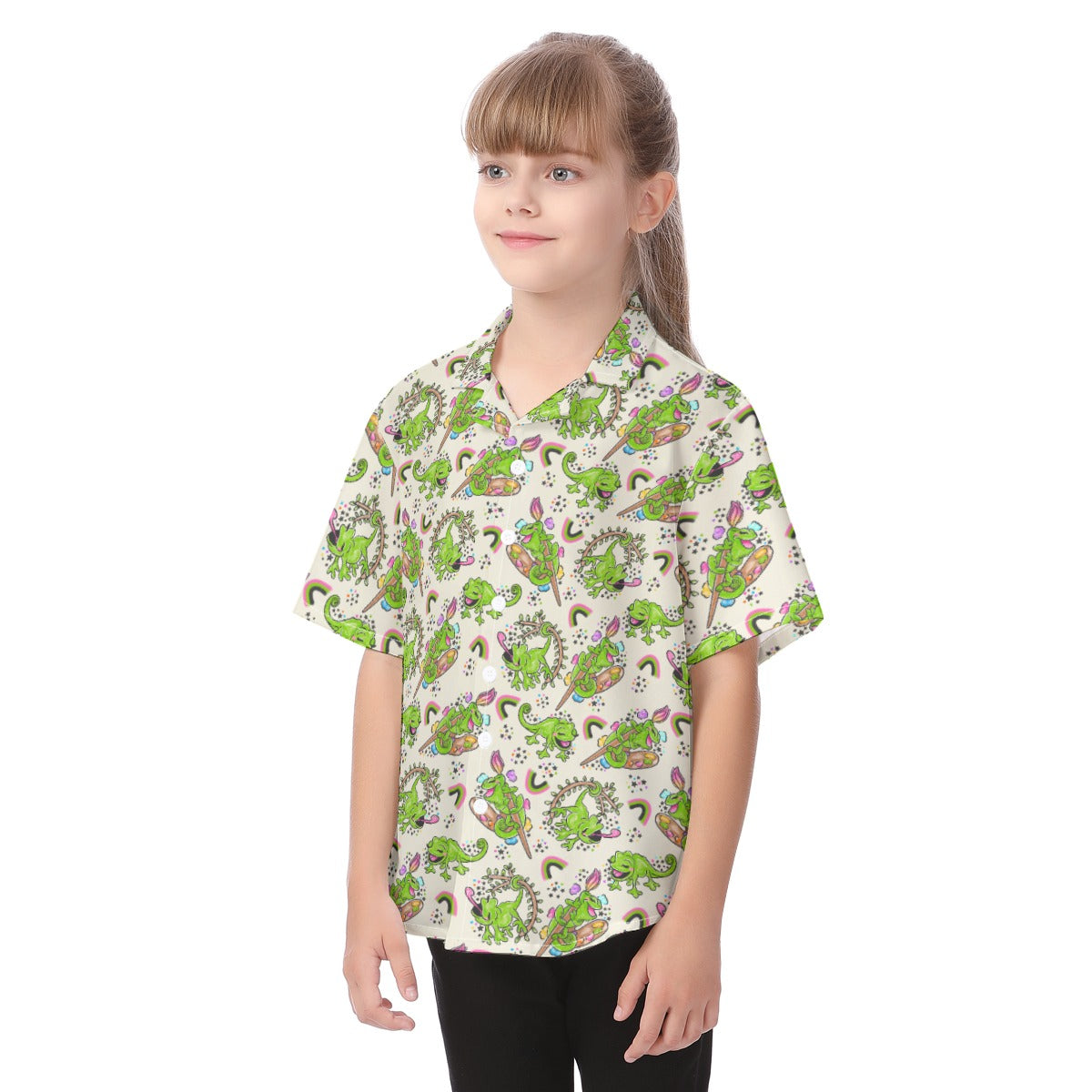 Colorful Chameleon Splash - Kid's Hawaiian Button Up Shirt