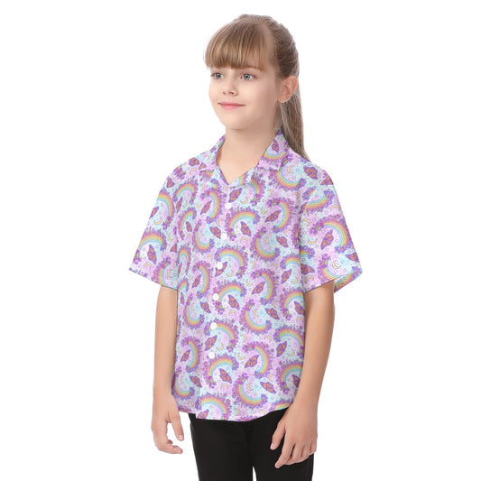 Monarch Butterflies & Rainbows - Kid's Hawaiian Button Up Shirt