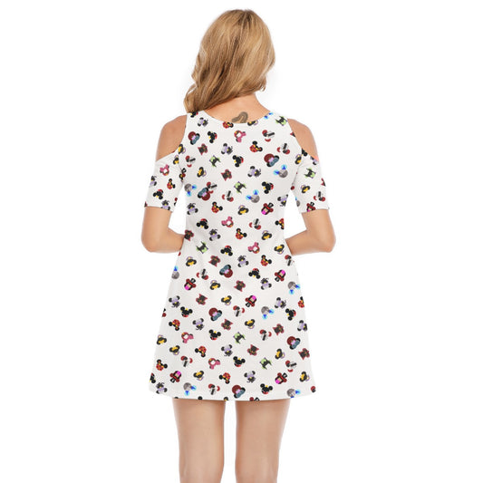 Wicked Mouse Ears - Women's Cold Shoulder Cotton Dress