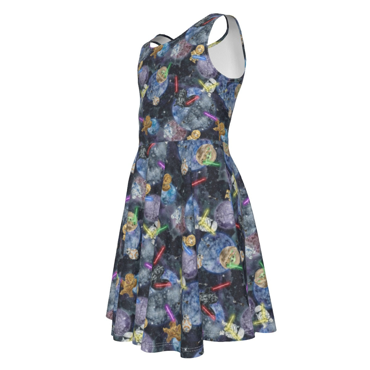 Watercolor Cosmic Battle - Kid's Sleeveless Skater Dress