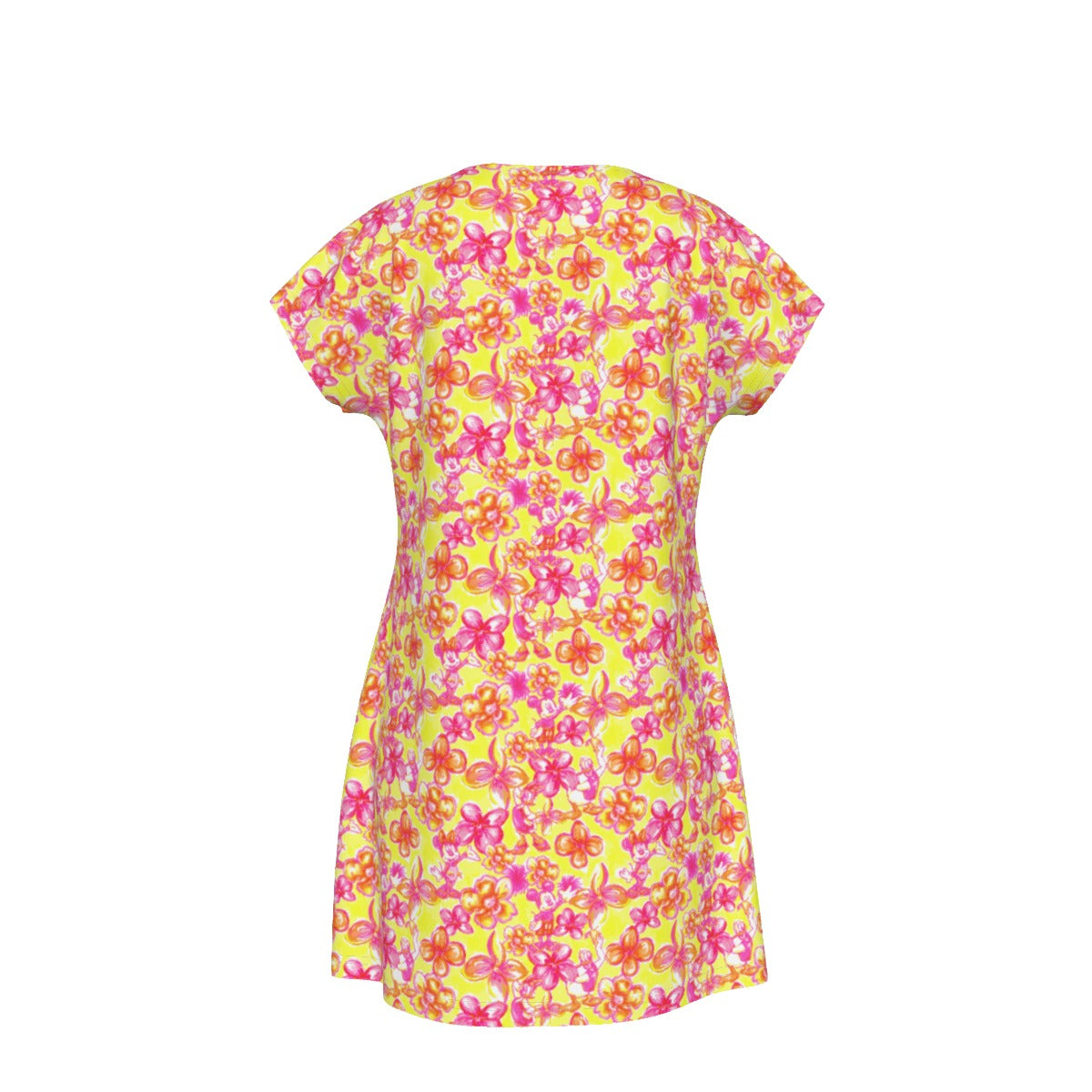 Neon Tropical Floral Friends - Women's T-Shirt Dress