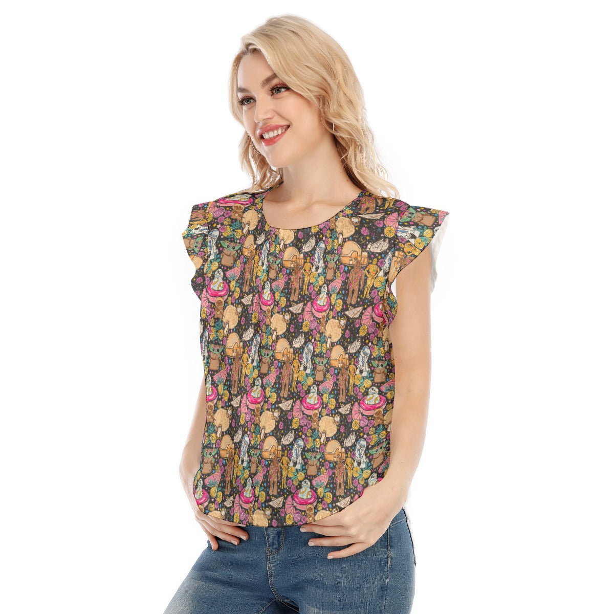 Tropical Space Squad - Women’s Flutter Sleeve Top