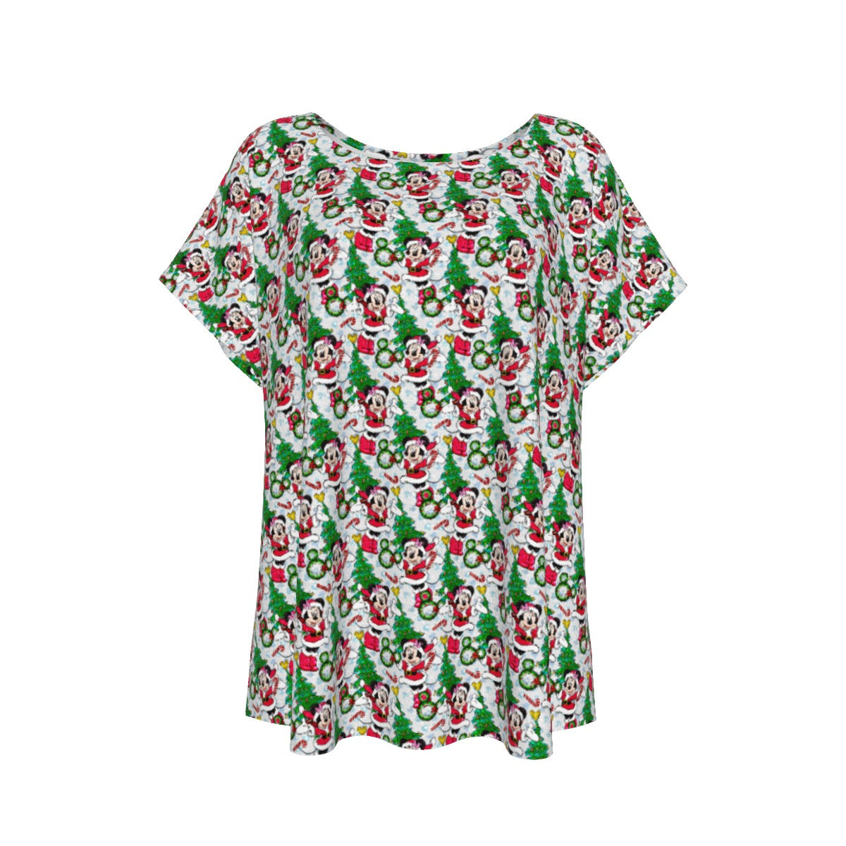 Santa Mouse with Sparkle - Women’s Relaxed Fit Scoop Tee