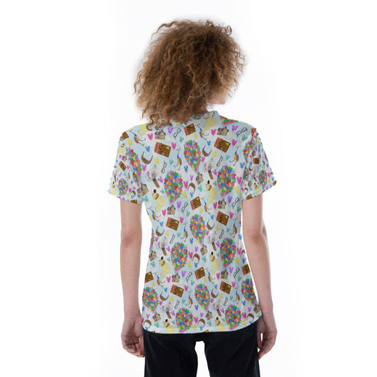 Up Adventure Icons - Women's Short Sleeve V-Neck T-Shirt