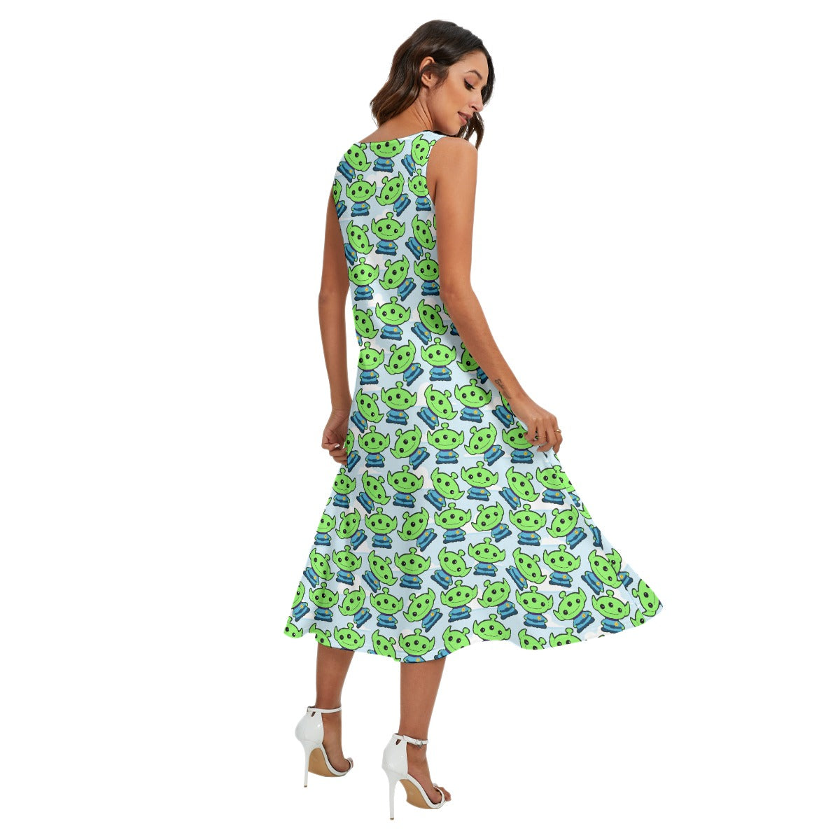Little Green Space Aliens - Women’s Diagonal Pocket Midi Dress