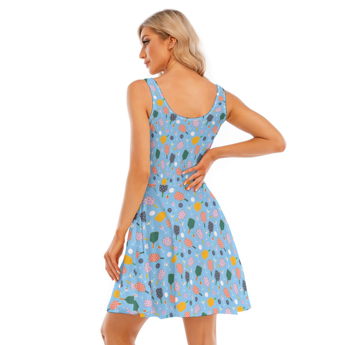 Pickleball and Cocktails - Women's Sleeveless Pocket Skater Dress
