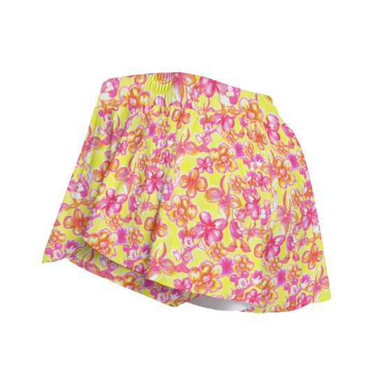 Neon Tropical Floral Friendsends - Women's Flowy Pocket Shorts