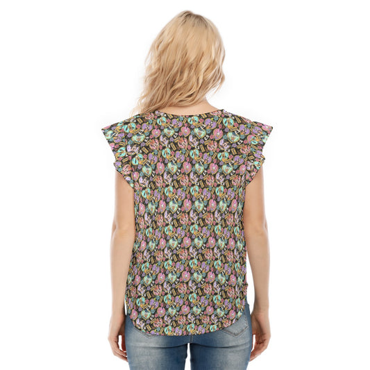 Tattoo Hearts Classic Crew - Women’s Flutter Sleeve Top