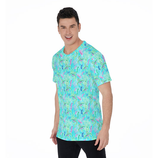 Neon Floral Baby Turtle - Men's Short Sleeve T-Shirt