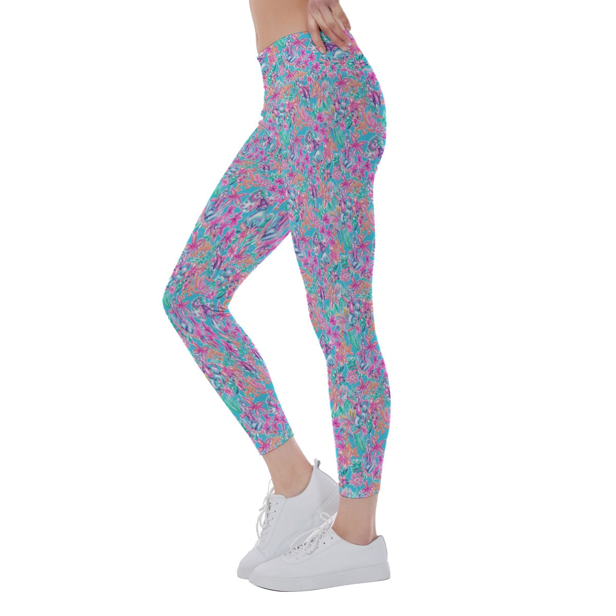 Tropical Bloom Fiesta - Playful Duoluto - Women's Yoga Leggings