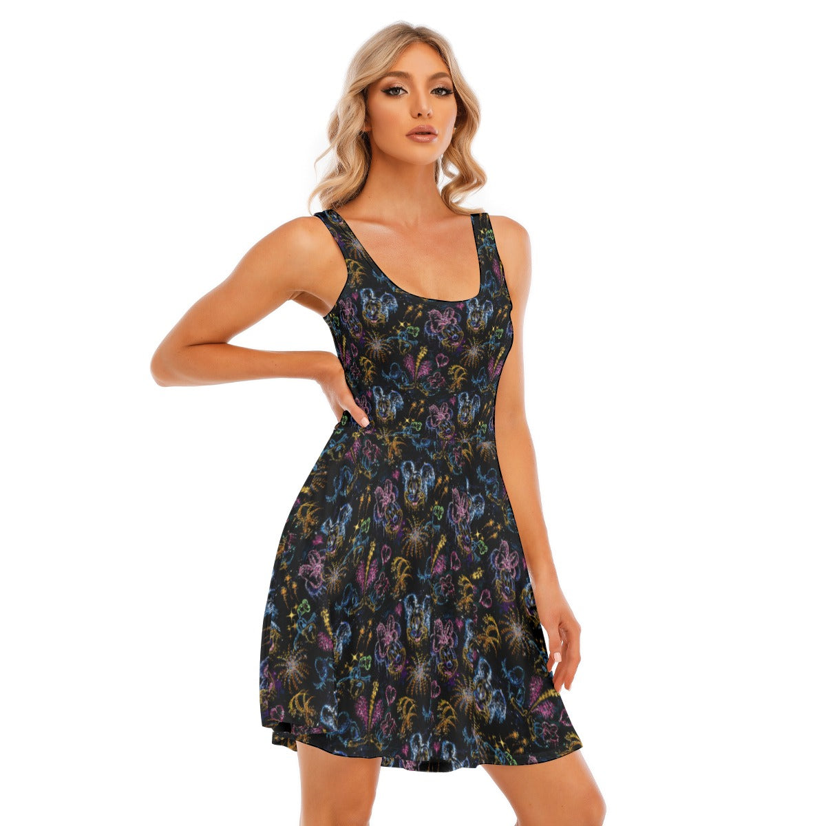 Mouse Friends’ Love in the Sky - Women's Sleeveless Pocket Skater Dress