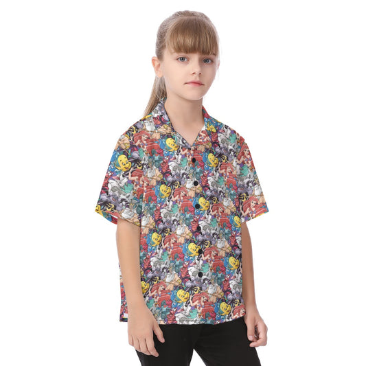 Undersea Crew Sketch - Kid's Hawaiian Button Up Shirt