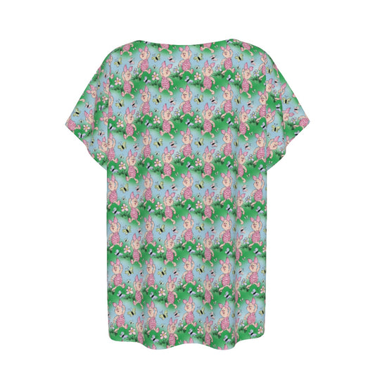 Sketched Shy Friend and Butterflies - Women’s Relaxed Fit Scoop Tee