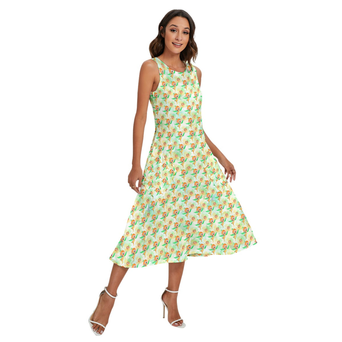Sunny Citrus Thoughts - Women’s Diagonal Pocket Midi Dress