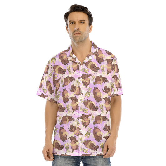 Ballerina Hippos - Men's Hawaiian Button Up Shirt