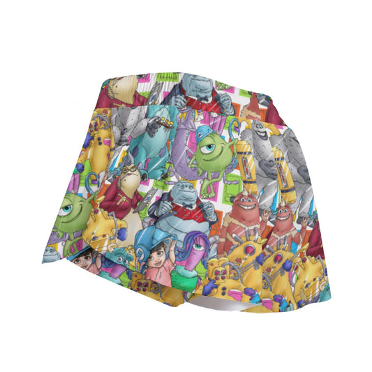 Monster Mayhem Sketched - Women's Flowy Pocket Shorts