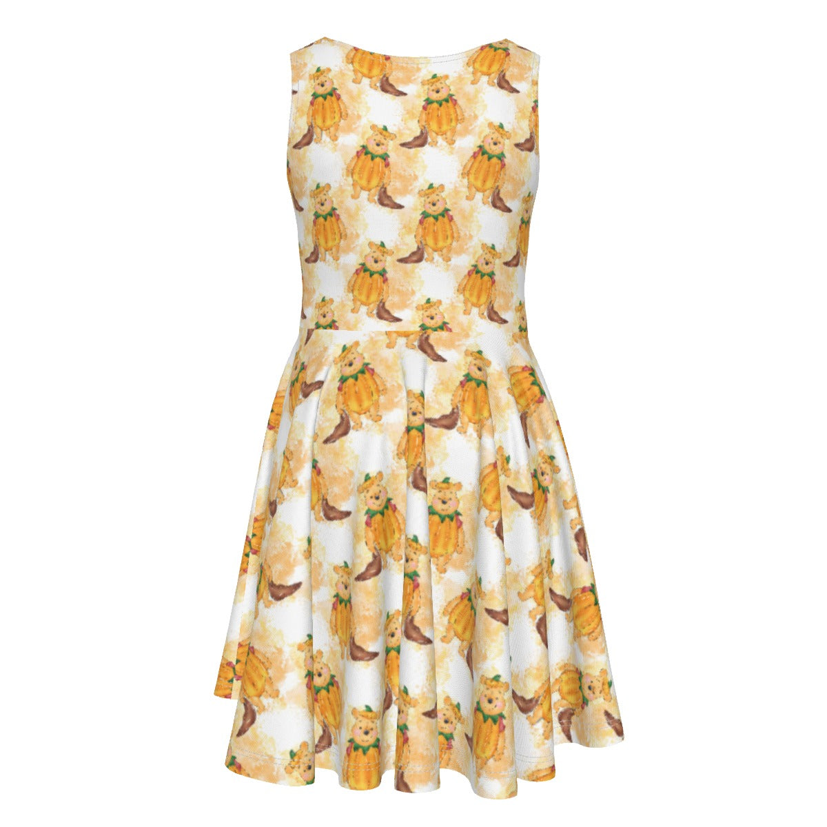 Pumpkin Bear Mischief - Kid's Sleeveless Skater Dress