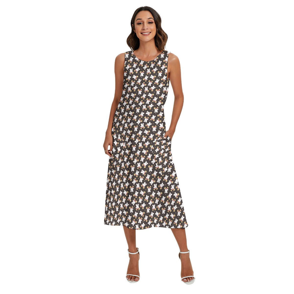 Ghostly Mouse - Women’s Diagonal Pocket Midi Dress