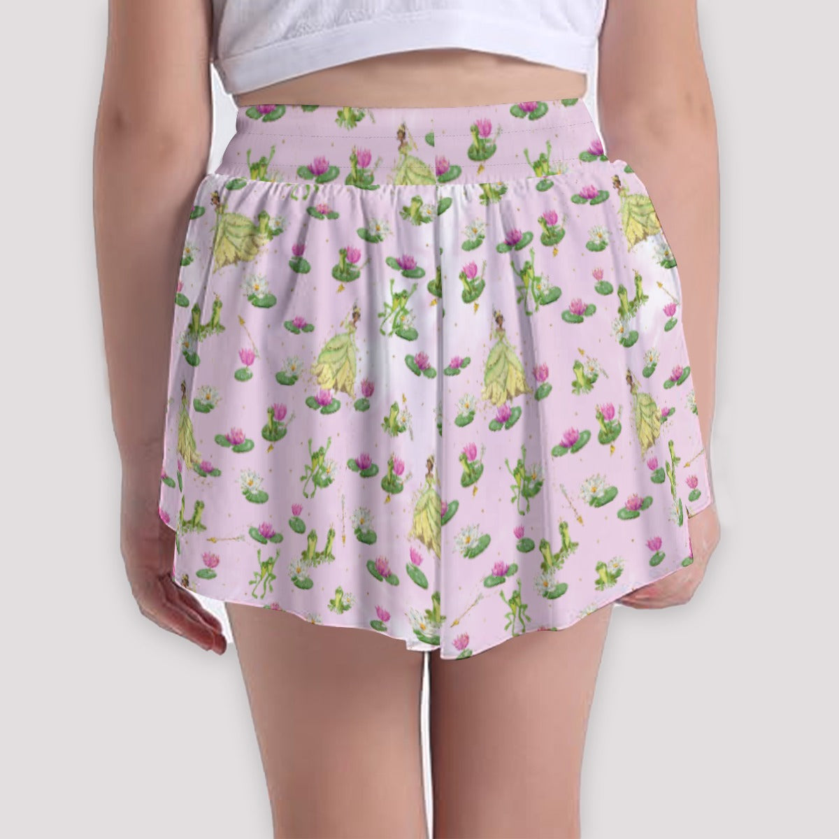 Watercolor Bayou Princess & FrogFrog - Girls’ Flowy Pocket Shorts