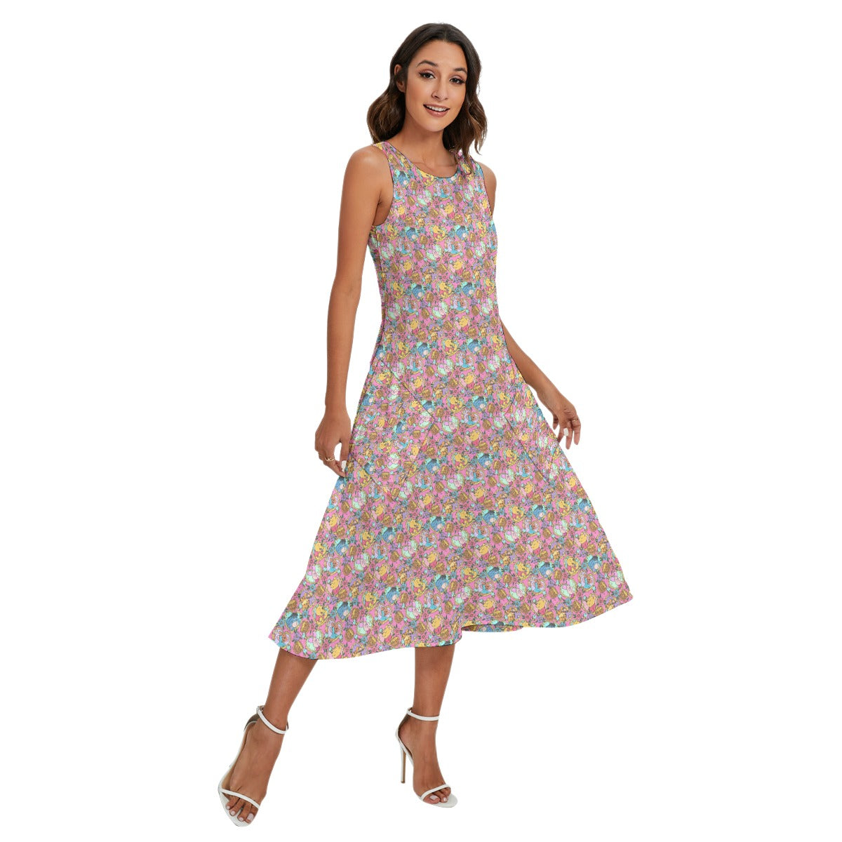 Tattoo Hearts Woodland Friendsends - Women’s Diagonal Pocket Midi Dress