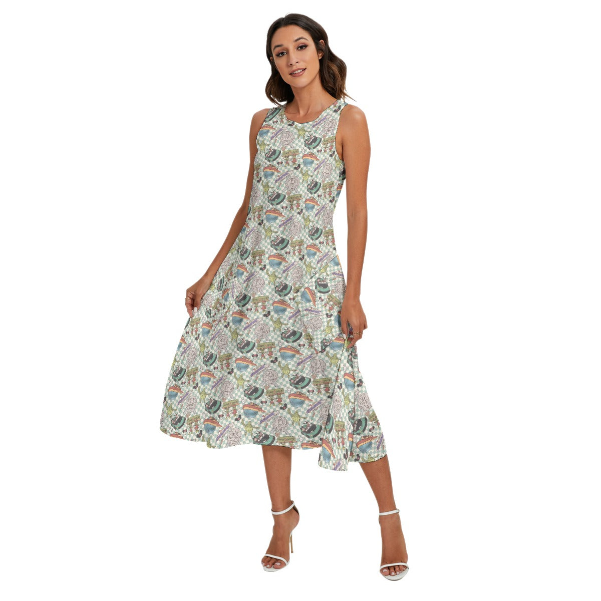 Hand Drawn EC - Women’s Diagonal Pocket Midi Dress
