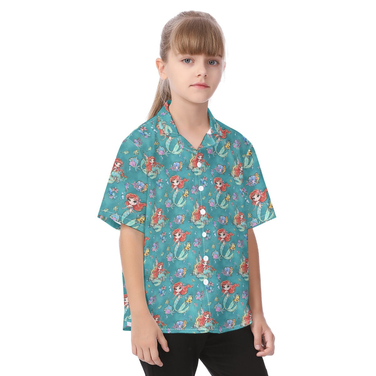 Whimsical Ocean Princess - Kid's Hawaiian Button Up Shirt