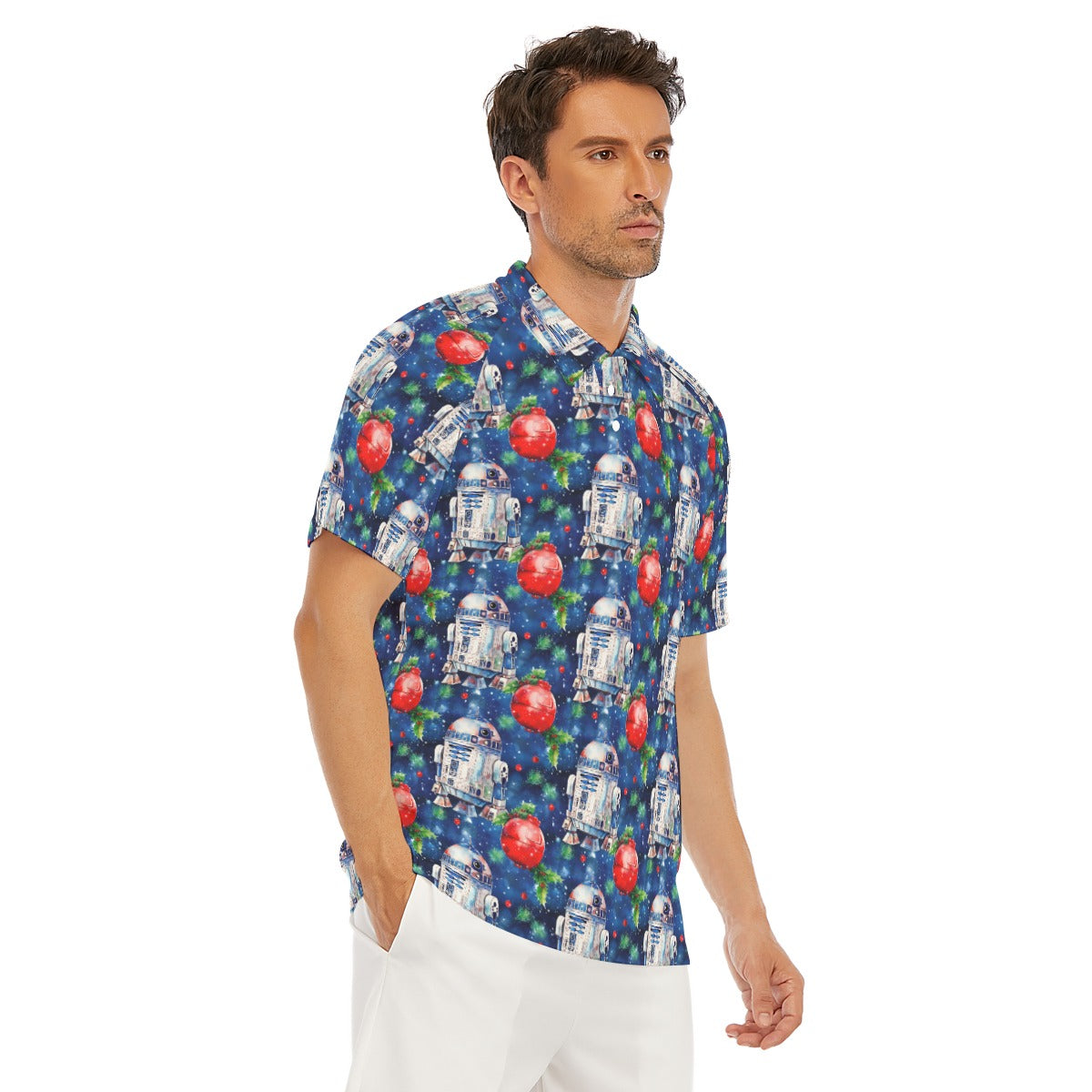 Little Blue Christmas Droid - Men's Polo Shirt