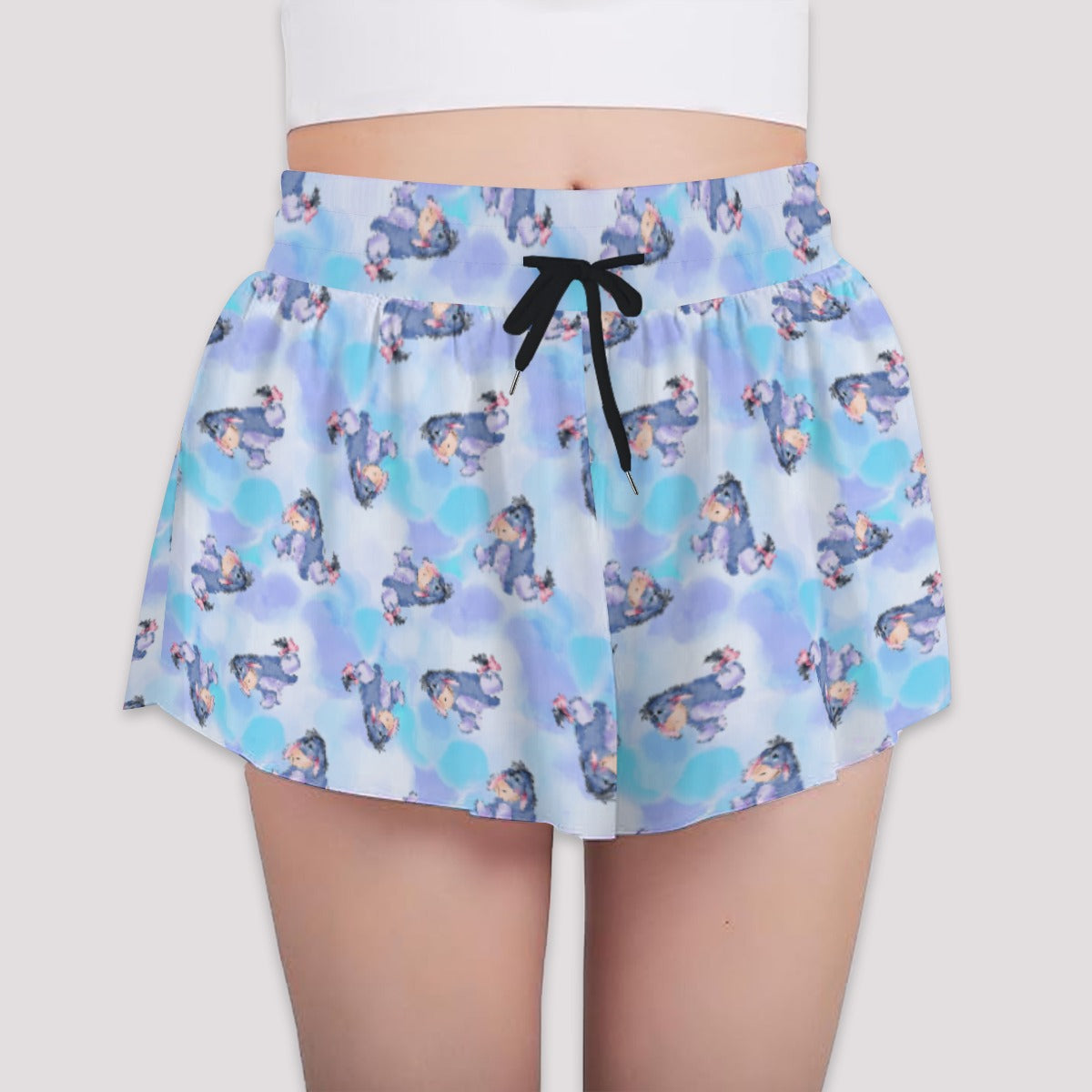 Watercolor Gentle Donkey - Girls’ Flowy Pocket Shorts