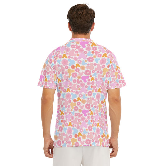 Retro Floral Mouse - Men's Polo Shirt