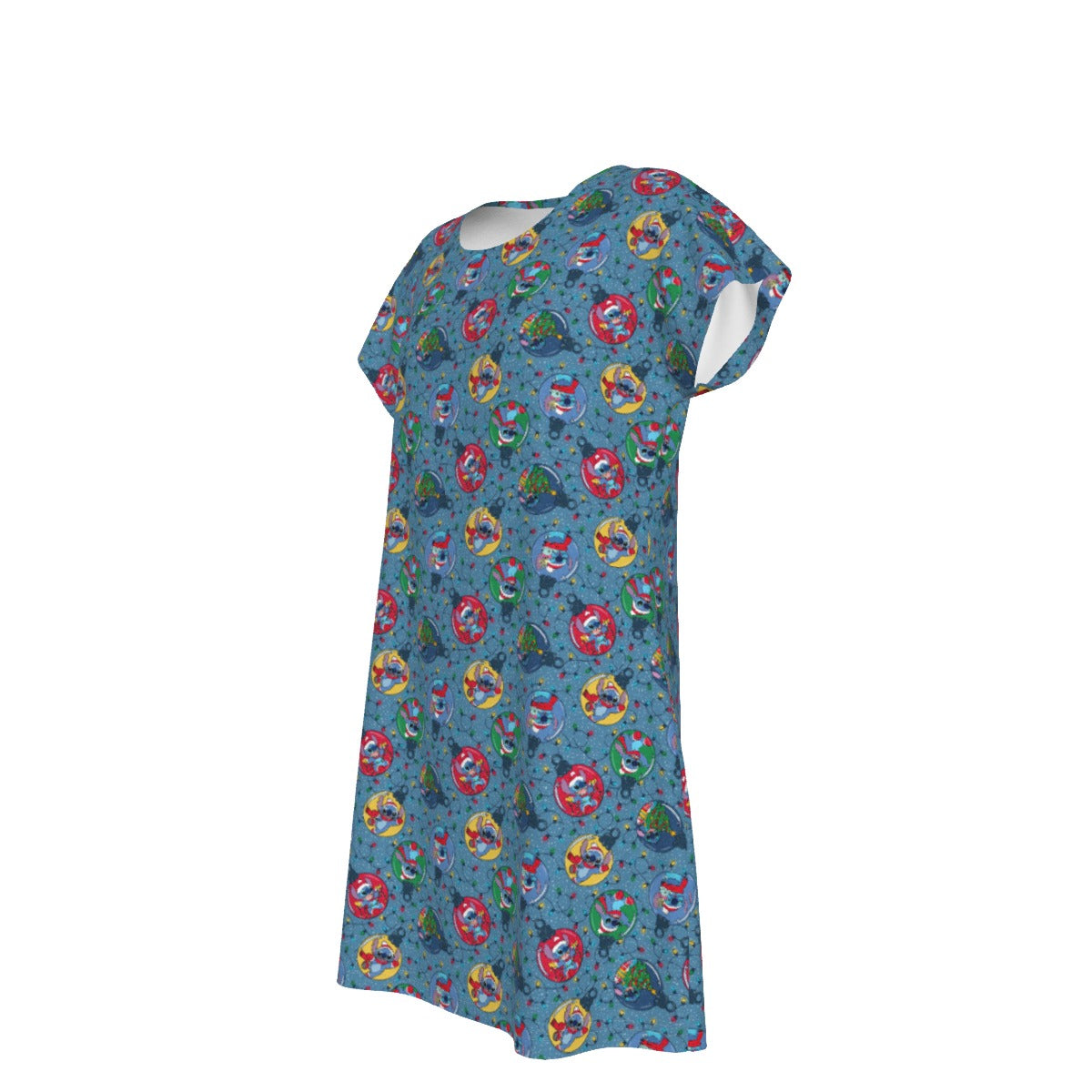 Holiday Baubles with Mischievous Blue Alien - Women's T-Shirt Dress