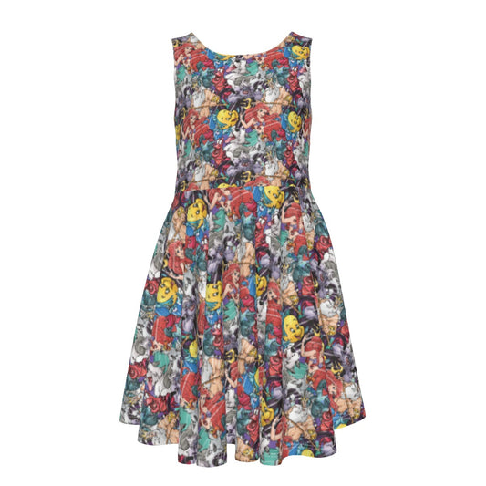 Undersea Crew Sketch - Kid's Sleeveless Skater Dress