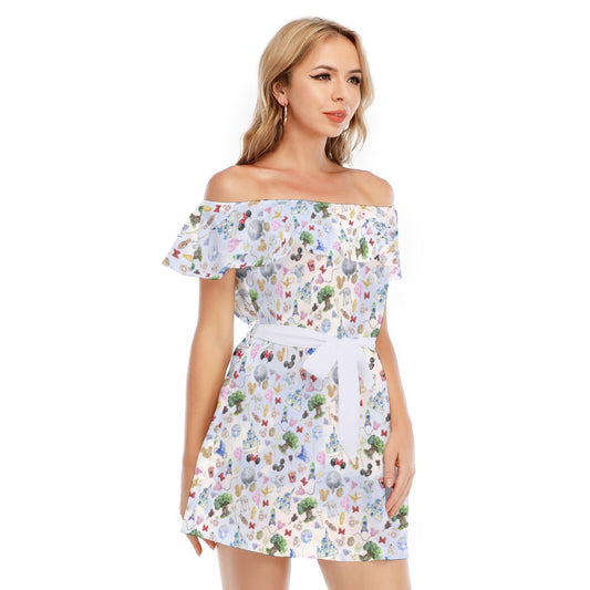 WDW Park Hopper - Women's Off-shoulder Ruffle Dress