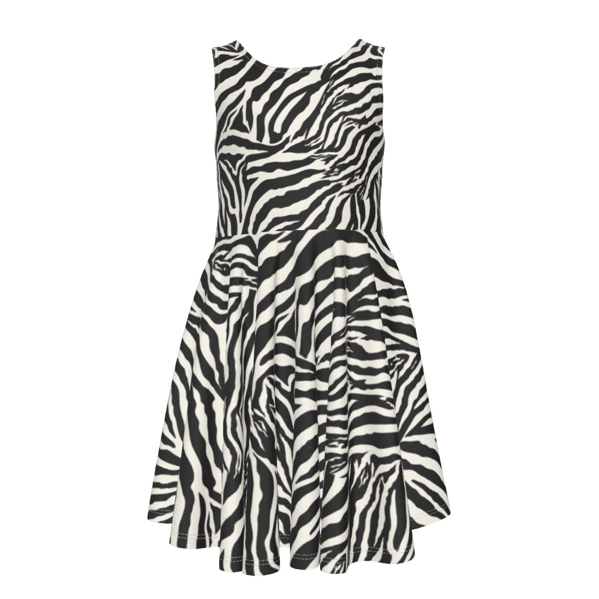 Animal Print - Zebra - Kid's Sleeveless Skater Dress