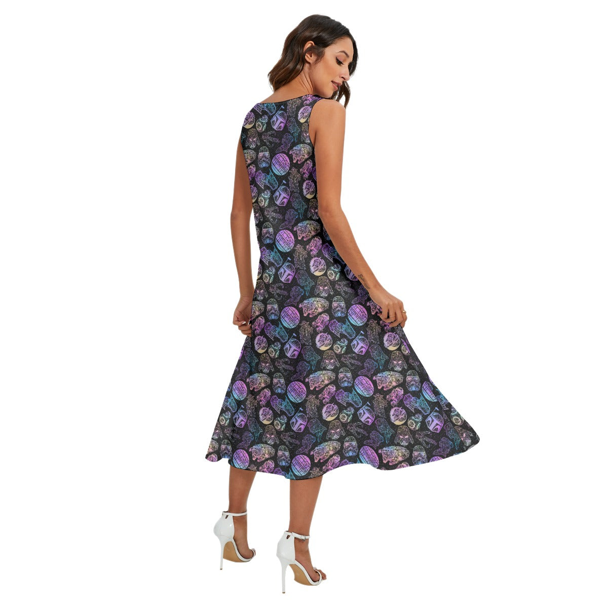 Watercolor Galactic Mandalas - Women’s Diagonal Pocket Midi Dress