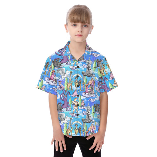 Mythic Hero Chaos Clouds - Kid's Hawaiian Button Up Shirt