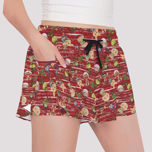 A Very Festive Puppet Christmas - Girls’ Flowy Pocket Shorts